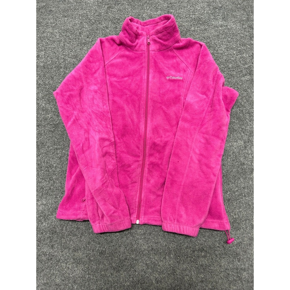 Columbia Fleece Jacket Womens Size L Pink Benton Springs Full Zip Mock Neck Soft